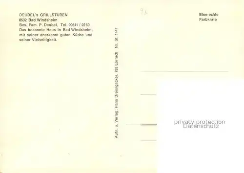 AK / Ansichtskarte Bad_Windsheim Deubel s Grillstuben Bad_Windsheim