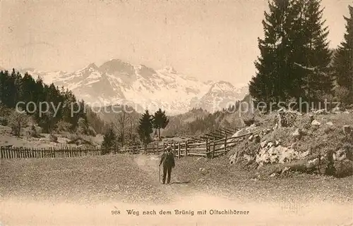 AK / Ansichtskarte Meiringen_BE Weg nach dem Bruenig mit Oltschihoerner Berner Alpen Meiringen BE