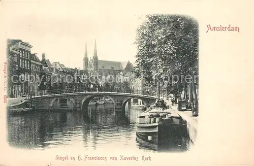 AK / Ansichtskarte Amsterdam_Niederlande Singel en H. Franciscus van Xaverius Kerk Amsterdam_Niederlande