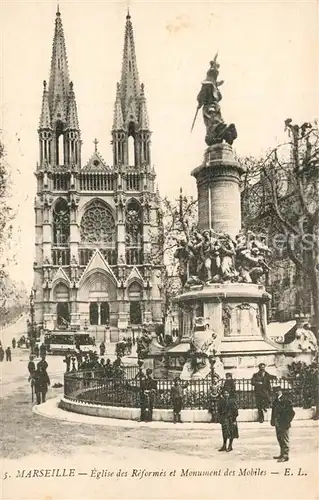 AK / Ansichtskarte Marseille_Bouches du Rhone Eglise des Reformes et Monument des Mobiles Marseille