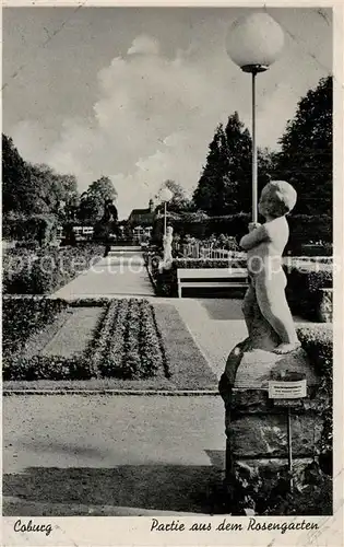 AK / Ansichtskarte Coburg Partie aus dem Rosengarten Statue Skulptur Coburg