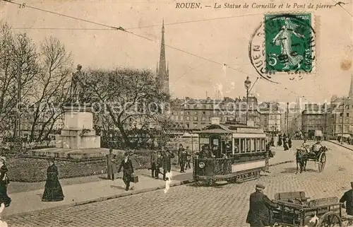 AK / Ansichtskarte Rouen La Statue de Corneille et le Pont de pierre Rouen