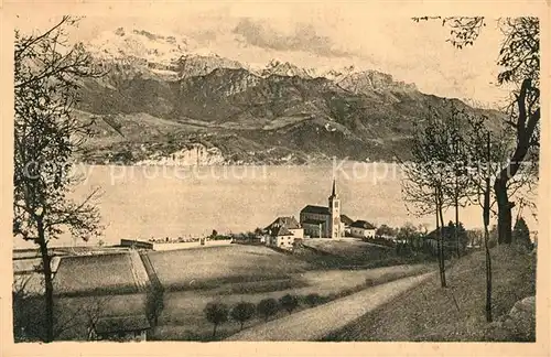 AK / Ansichtskarte Annecy_Haute Savoie Lac dAnnecy Eglise de Sevrier et la Tournette Annecy Haute Savoie