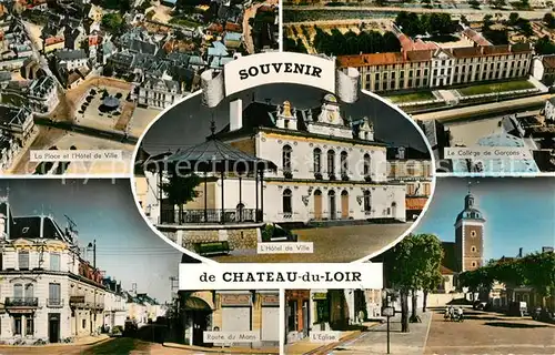 AK / Ansichtskarte Chateau du Loir Hotel de Ville College de Garcons Route du Mans  Chateau du Loir