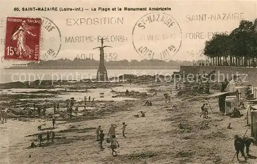 AK / Ansichtskarte Saint Nazaire_Loire Atlantique Plage et la Monument Americain Saint Nazaire