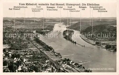 AK / Ansichtskarte Drachenfels Blick vom Drachenfels auf den Rhein Drachenfels
