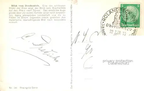 AK / Ansichtskarte Drachenfels Blick vom Drachenfels auf den Rhein Drachenfels