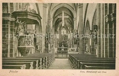 AK / Ansichtskarte Fritzlar Dom Mittelschiff mit Chor Fritzlar