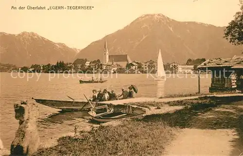 AK / Ansichtskarte Egern_Tegernsee Uferpartie am See ueberfahrt Alpen Egern Tegernsee