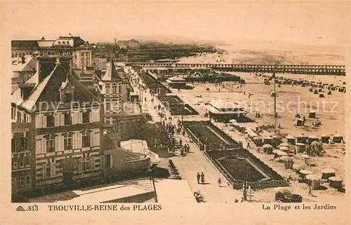 AK / Ansichtskarte Trouville sur Mer La Plage et les Jardins Trouville sur Mer