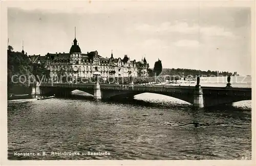 AK / Ansichtskarte Konstanz_Bodensee Rheinbruecke und Seestrasse Konstanz_Bodensee