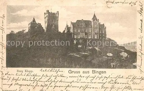 AK / Ansichtskarte Bingen_Rhein Burg Klopp Bingen Rhein