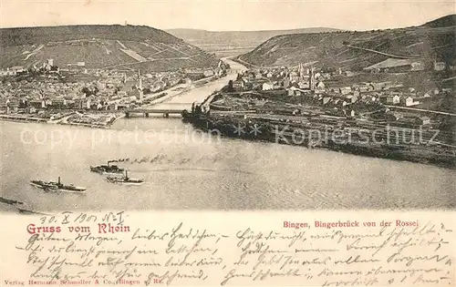 AK / Ansichtskarte Bingen_Rhein Bingerbrueck von der Rossei Bingen Rhein