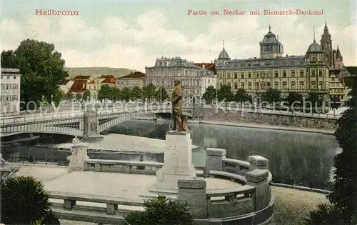 AK / Ansichtskarte Heilbronn_Neckar Partie am Necker mit Bismarck Denkmal Heilbronn Neckar