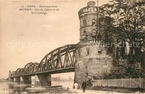 AK / Ansichtskarte Mainz_Rhein Eisenbahnbruecke Mainz Rhein