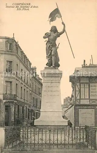 AK / Ansichtskarte Compiegne_Oise Statue de Jeanne d Arc  Compiegne Oise