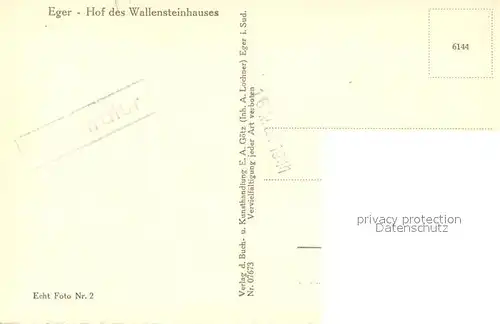 AK / Ansichtskarte Eger_Cheb_Tschechien Hof des Wallensteinhauses 