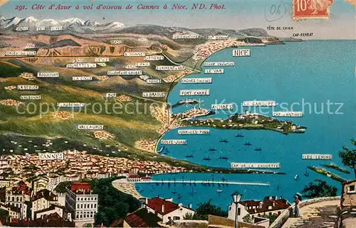 AK / Ansichtskarte Panoramakarte Cannes Nice Antibes Clausonnes Golfe Juan Panoramakarte