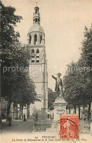 AK / Ansichtskarte Vendome Statue de Rochambeau Tour Saint Martin Vendome