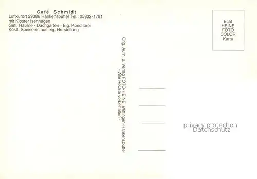 AK / Ansichtskarte Hankensbuettel Heide Cafe Schmidt mit Kloster Isenhagen Hankensbuettel