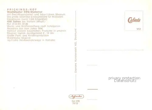 AK / Ansichtskarte Haltern_See Prickingshof EWG Musterhof Sythen Dampflokomobile mit Dreschmaschine Aufzuchtstall Maststall  Haltern See