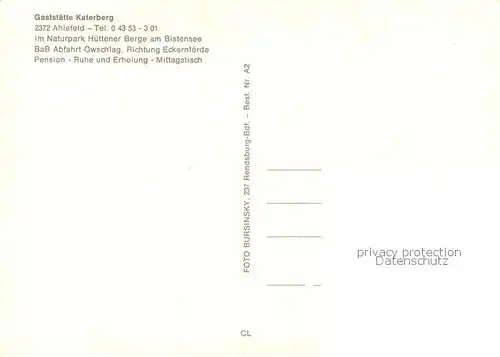 AK / Ansichtskarte Ahlefeld Bistensee Gaststaette Katerberg Gastraum Zimmer Ahlefeld Bistensee