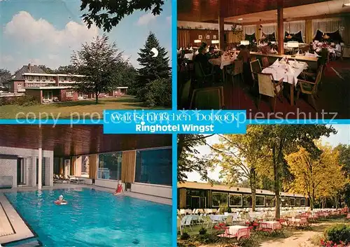 AK / Ansichtskarte Wingst Waldschloesschen Dobrock Gastraum Hallenbad Freiterrasse Wingst