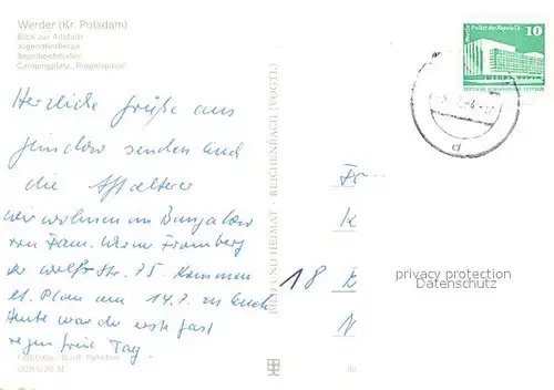 AK / Ansichtskarte Werder_Havel Altstadtblick Jugendherberge Segelbootshafen Campingplatz Riegelspitze Werder Havel