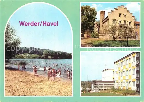 AK / Ansichtskarte Werder_Havel Pionierlager Tschoibalsan Badestrand Glindower See Schloss Petzow Jugendtouristenhotel Werder Havel