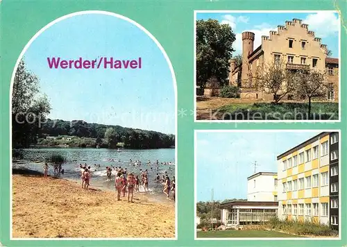 AK / Ansichtskarte Werder_Havel Pionierlager Tschoibalsan Badestrand Glindower See Schloss Petzow Jugendtouristenhotel Werder Havel