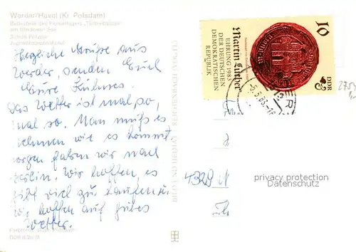 AK / Ansichtskarte Werder_Havel Pionierlager Tschoibalsan Badestrand Glindower See Schloss Petzow Jugendtouristenhotel Werder Havel