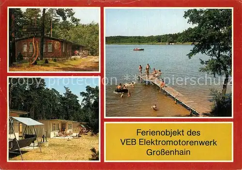 AK / Ansichtskarte Wendisch_Rietz Ferienobjekt des VEB Grossenhain am Gr Glubigsee Mehrzweckhalle Bungalows Badesteg Wendisch Rietz