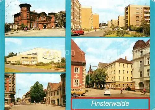 AK / Ansichtskarte Finsterwalde Bahnhof Sporthalle Thaelmann Strasse Jahn Strasse HOG Saengerstadt Finsterwalde