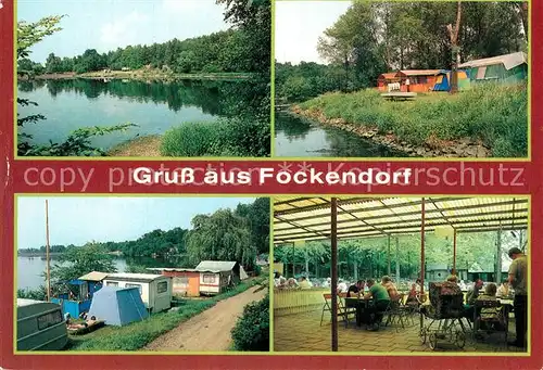 AK / Ansichtskarte Fockendorf_Altenburg Strandpartie Zeltplatz am Stausee Konsum Stauseegaststaette Fockendorf Altenburg