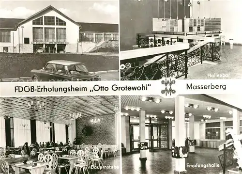 AK / Ansichtskarte Masserberg FDGB Erholungsheim Otto Grotewohl Hallenbar Bauernstube Empfangshalle Masserberg