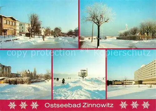 AK / Ansichtskarte Zinnowitz_Ostseebad Duenenstrasse Strandhauptzugang Karl Marx Strasse Am Strand Ferienheim Roter Oktober Zinnowitz_Ostseebad