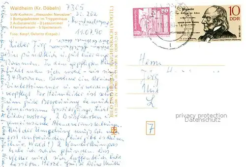 AK / Ansichtskarte Waldheim_Sachsen VdM Kurheim Alexander Neroslow Buntglasfenster Aussensicht Lesezimmer Fernsehraum Speiseraum Waldheim Sachsen