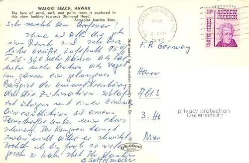 AK / Ansichtskarte Hawaii_US State Waikiki Beach 