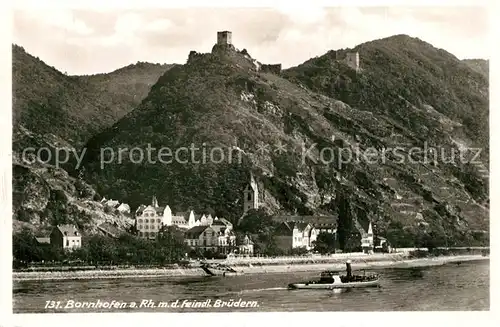 AK / Ansichtskarte Bornhofen_Kamp Rhein und feindliche Br?der Bornhofen Kamp