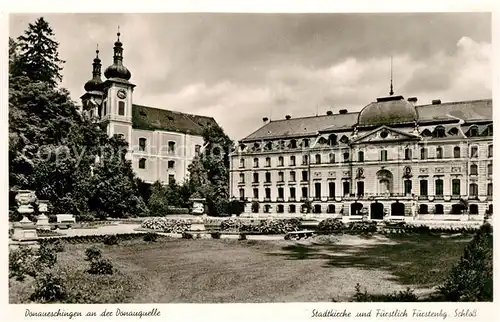 AK / Ansichtskarte Donaueschingen Donauquelle Schloss Kirche Donaueschingen