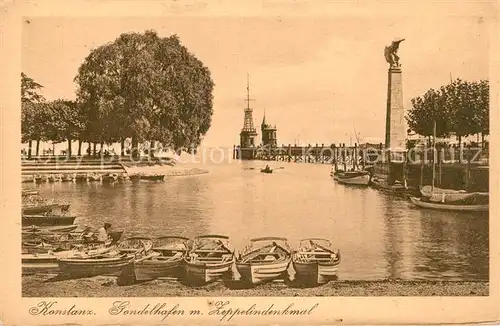 AK / Ansichtskarte Konstanz_Bodensee Gondelhafen mit Zeppelindenkmal Konstanz_Bodensee