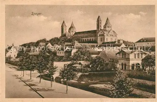 AK / Ansichtskarte Speyer_Rhein mit Dom Speyer Rhein