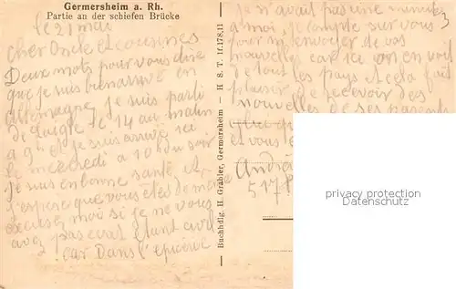 AK / Ansichtskarte Germersheim Partie an der schiefen Br?cke Germersheim