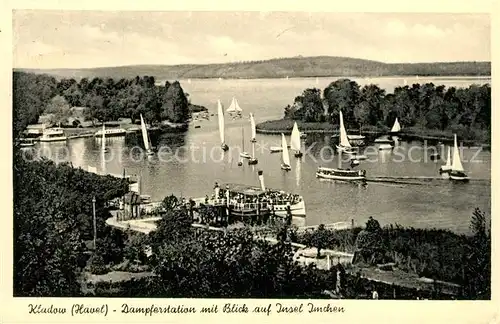 AK / Ansichtskarte Kladow Dampferstation mit Blick auf Insel Imchen Kladow