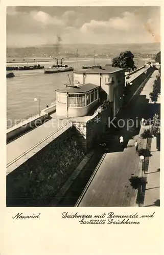 AK / Ansichtskarte Neuwied_Rhein Deichmann mit Promenade und Restaurant Deichkrone Neuwied Rhein