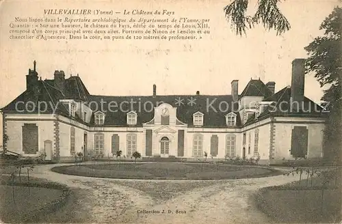 AK / Ansichtskarte Villevallier Chateau du Fays Villevallier