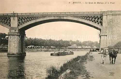 AK / Ansichtskarte Melun_Seine_et_Marne Quai de Halage et le Pont Melun_Seine_et_Marne