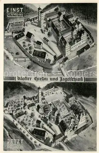 AK / Ansichtskarte Hirsau Kloster und Jagdschloss einst und jetzt aus der Vogelperspektive Hirsau