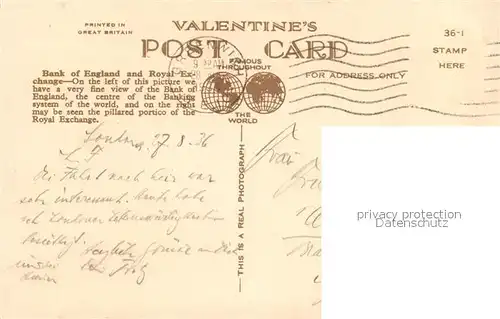 AK / Ansichtskarte London Bank of England and Royal Exchange Traffic Valentines Postcard London