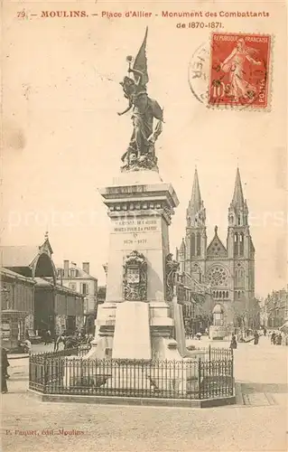 AK / Ansichtskarte Moulins_Allier Place dAllier Monument des Combattants de 1870 71 Moulins Allier